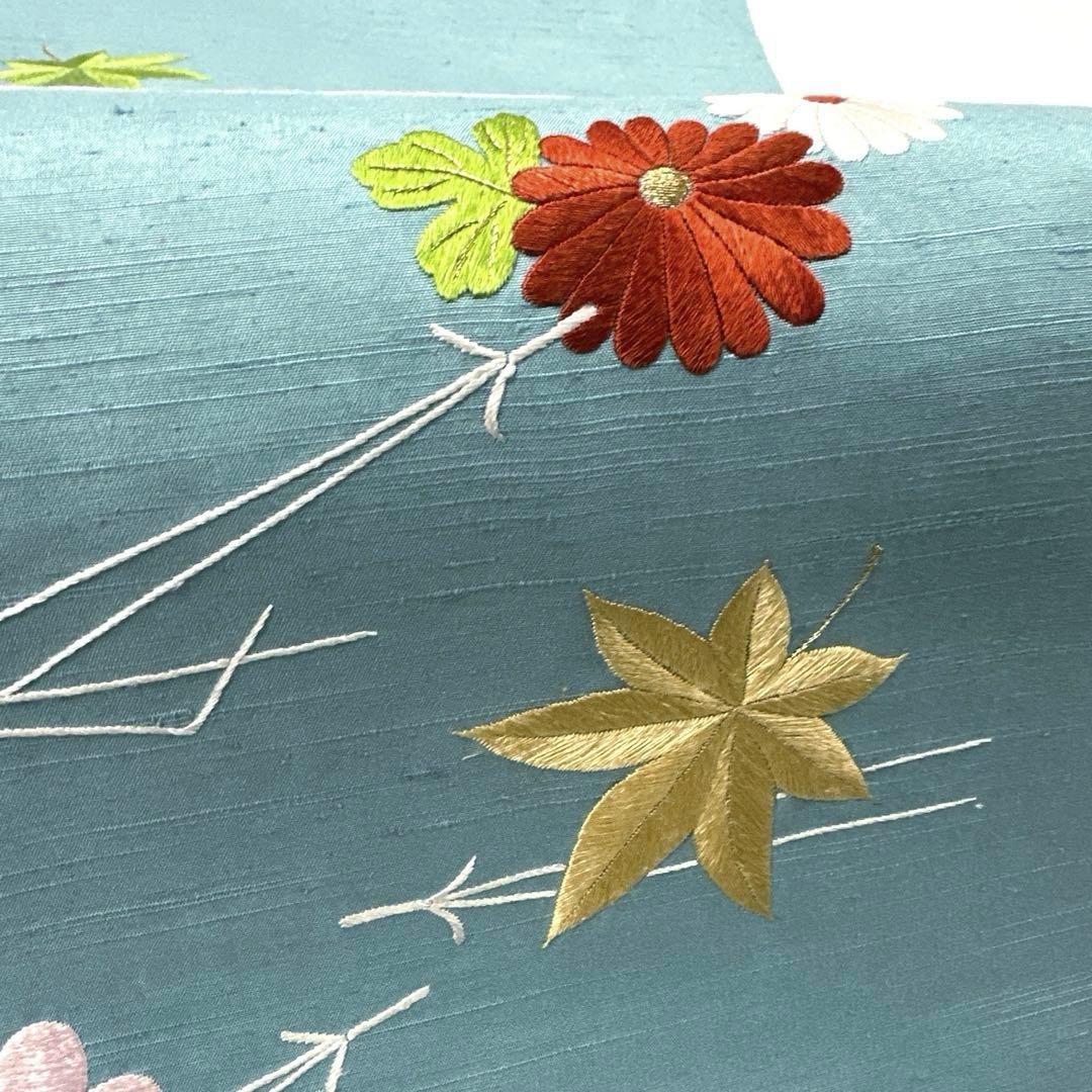 専用帯5112 ●高級 正絹 紬 刺繍 名古屋仕立て 名古屋帯 吹き寄せ