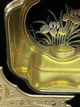 限定値下　美品の箱　仏壇部品　木製　本金箔　金具付き　蒔絵　6060