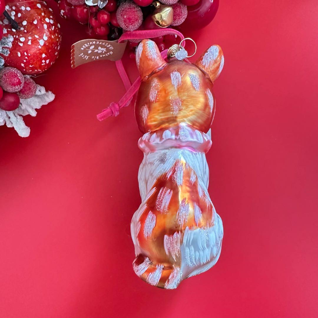 【未使用品】ナタリーレテ 犬 オーナメント ハンドペイント 硝子 クリスマス