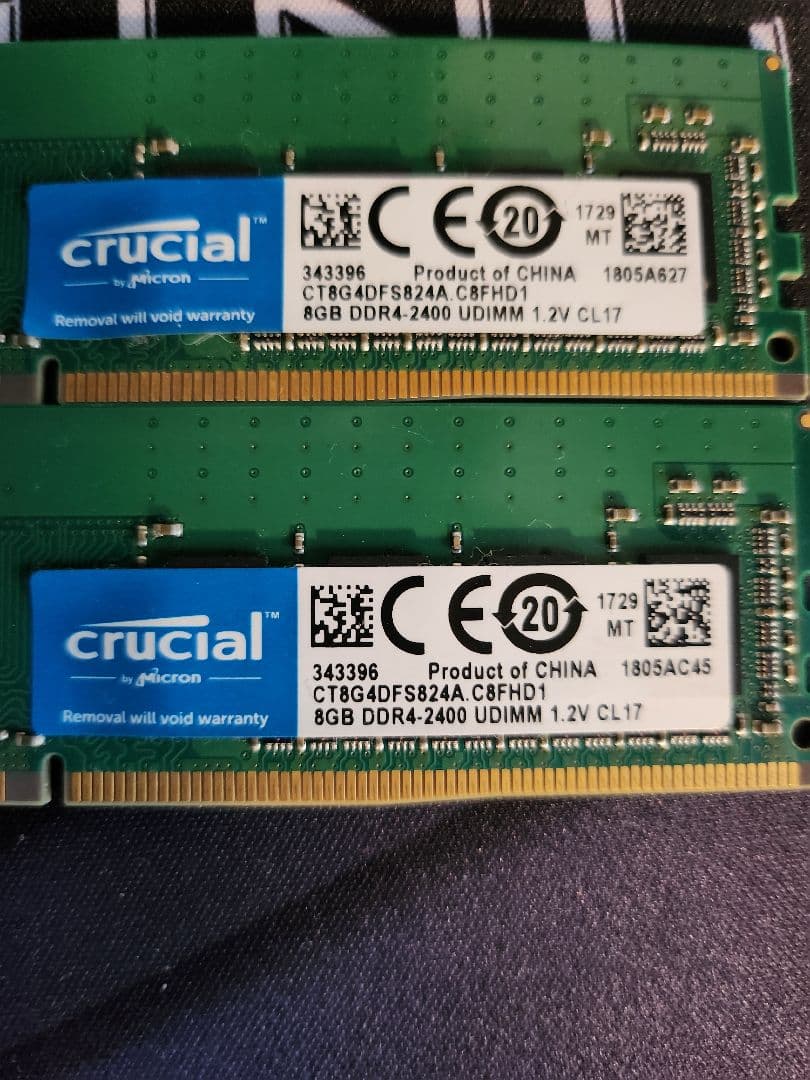 Crucial 8GB 2枚 計16GBDDR4 2400