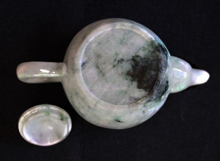 【珍品】翡翠 急須 硬玉ヒスイ 翡翠彫刻 高級茶道具 糸魚川 夜光杯 カラカラ