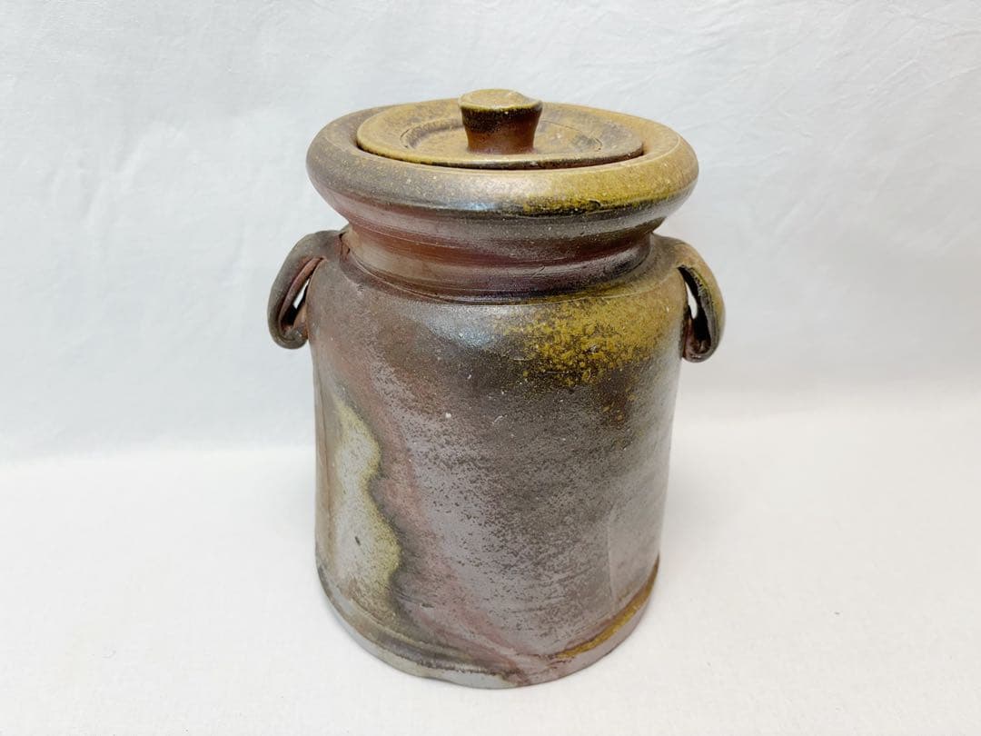 未使用 茶道具 山下譲治作 備前 耳付水指 作家物 煎茶道具 水差し 栞 共箱