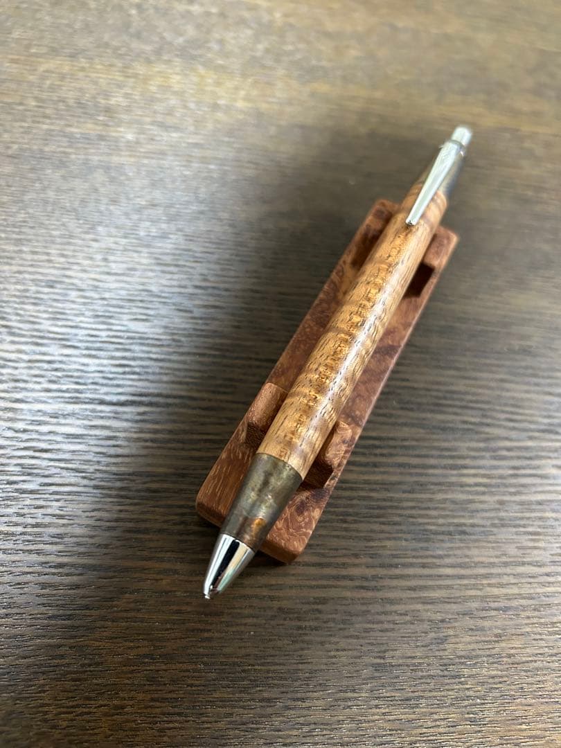 野原工芸 斑紋孔雀色 ハワイアンコアカーリー 固定式口金付属 MP シャーペン