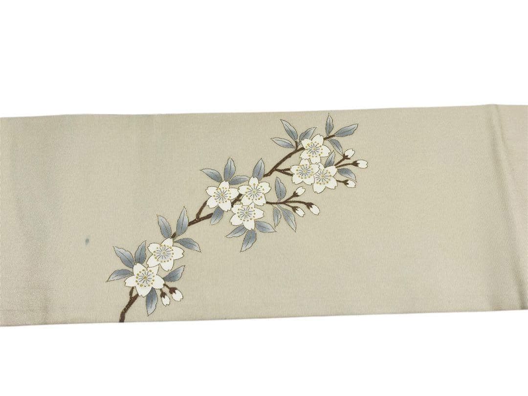 手描き桜の塩瀬名古屋帯◇金彩 染め帯 春着物