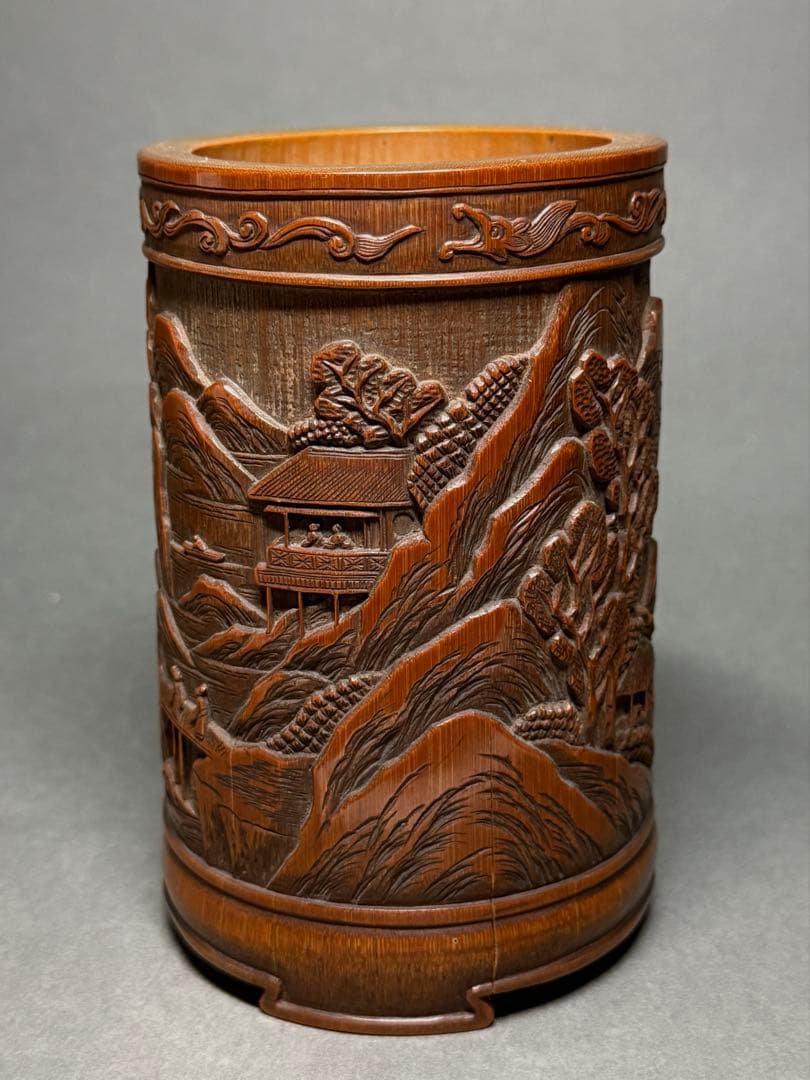 竹製　筆立　ペン入れ　蕉雨刀　書道品　文房具　美術品　骨董品