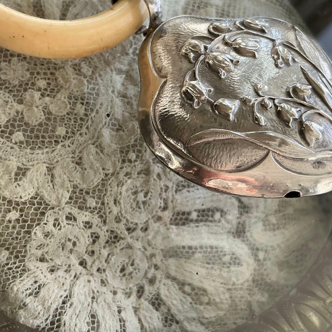 フランスアンティーク　シルバー　銀製　すずらん　ラトル　ガラガラ