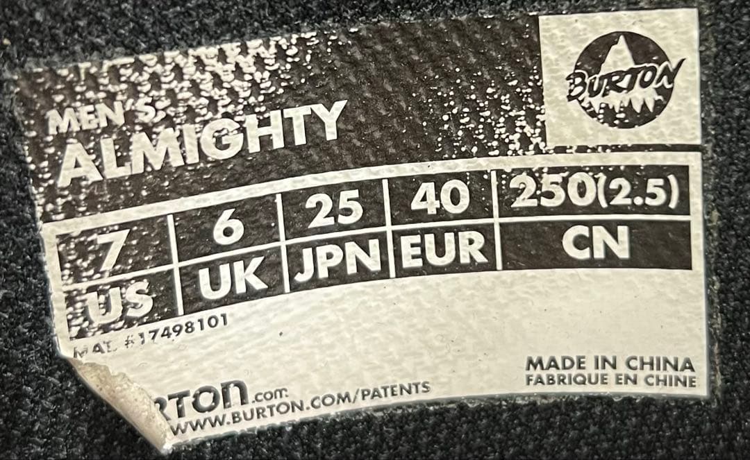 【即日発送】BURTON スノボALMIGHTY オールマイティー 25.0cm