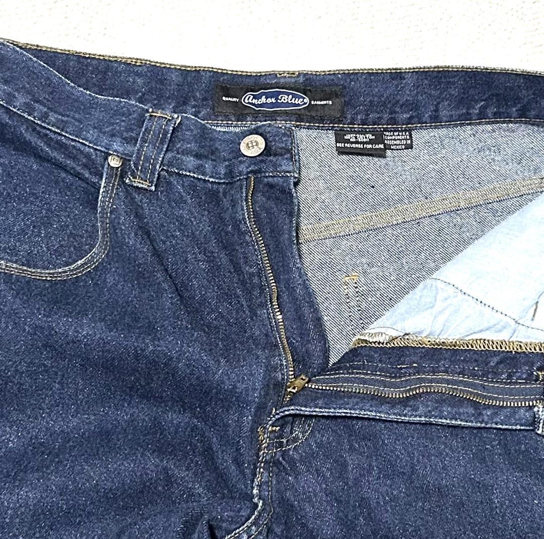 ANCHOR BLUE バギーワイドデニム 濃紺 カーゴポケット W36