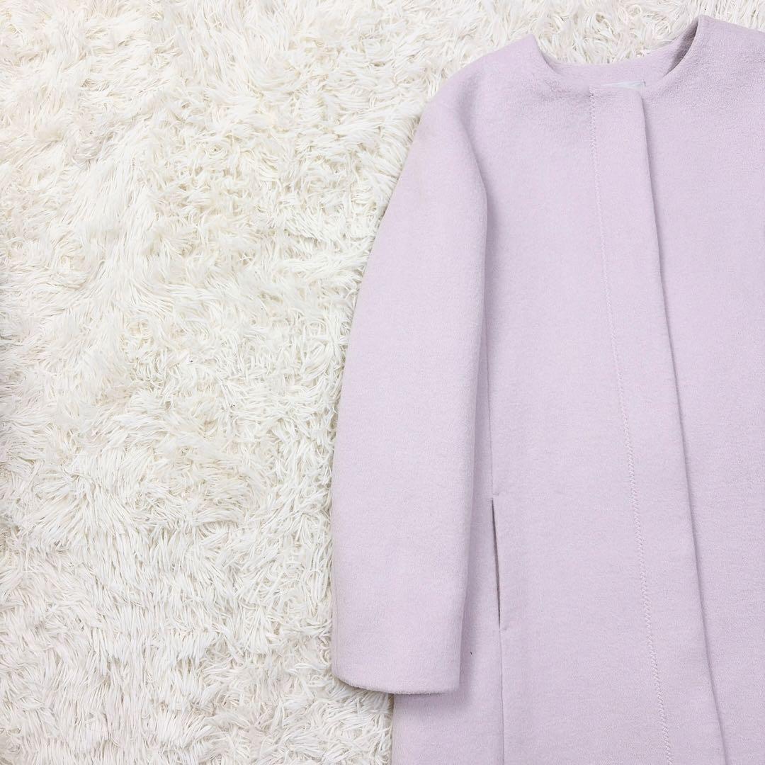 【美品】セルフォード　celford バックタックノーカラーウールコート　ロング