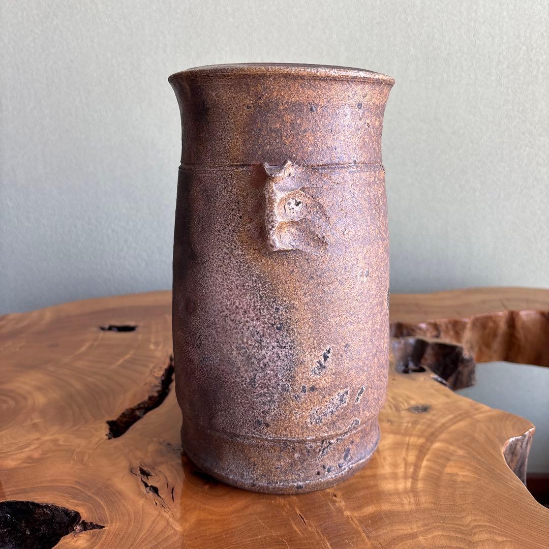 備前焼 小島憲二 窯変 花入 高さ24cm 共箱