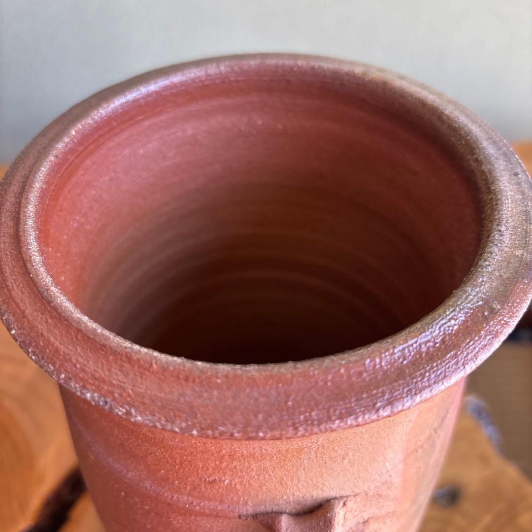 備前焼 小島憲二 窯変 花入 高さ24cm 共箱