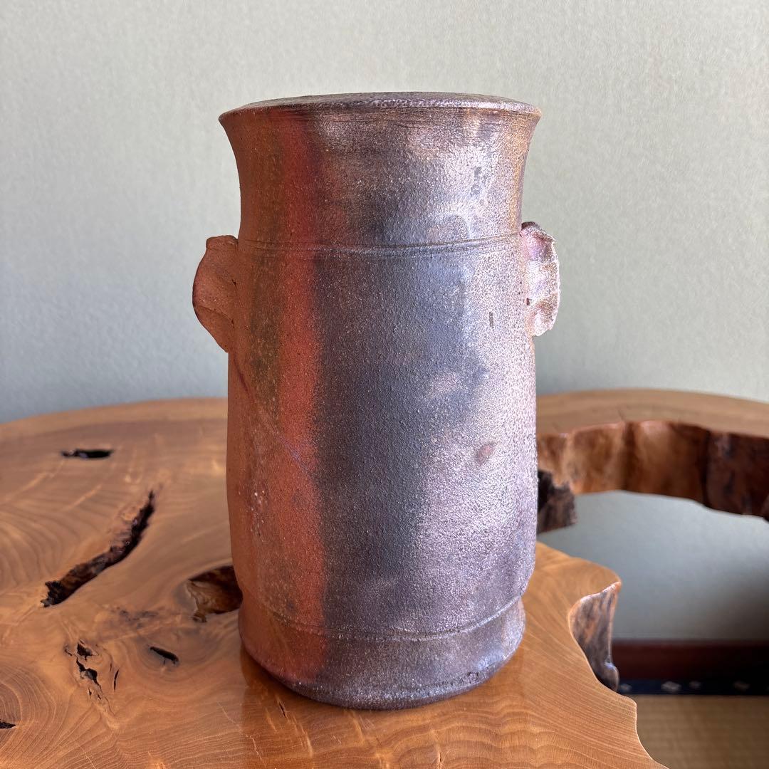 備前焼 小島憲二 窯変 花入 高さ24cm 共箱