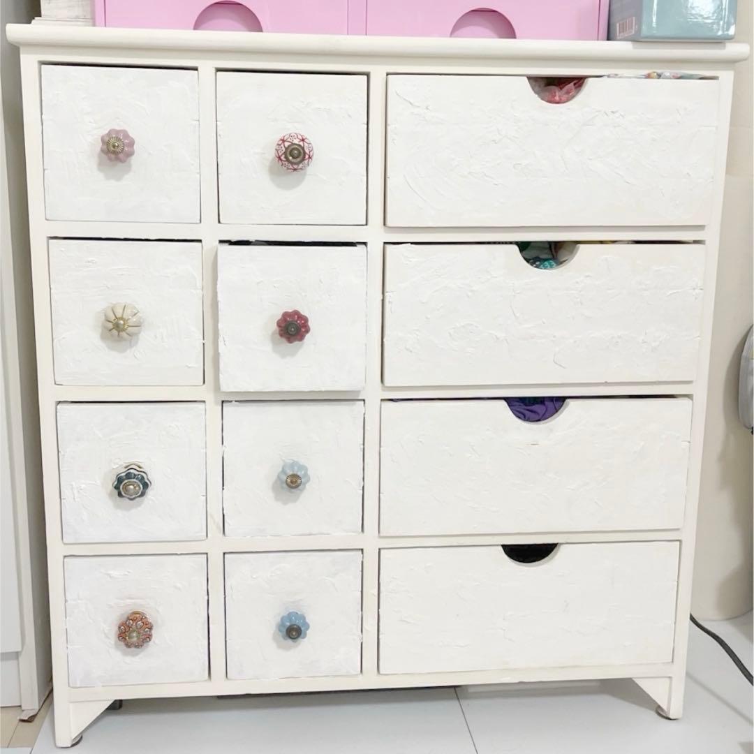 最終値下　ヴィンテージ　収納チェスト 引き出し　ウッド　店舗什器　ホワイト