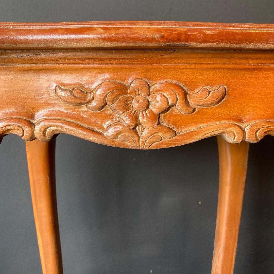 【送料込み】象嵌 猫脚　アンティーク　サイドテーブル　木製