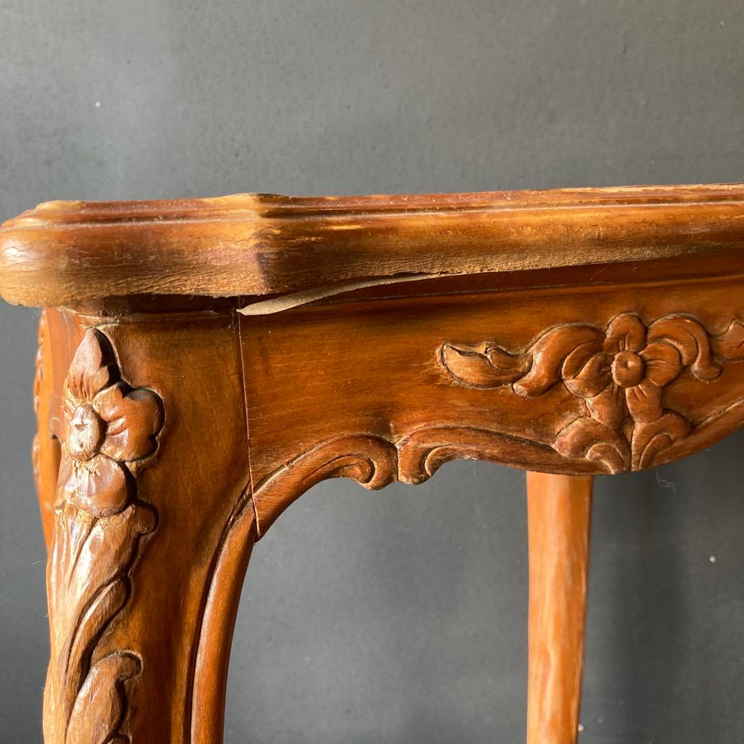 【送料込み】象嵌 猫脚　アンティーク　サイドテーブル　木製