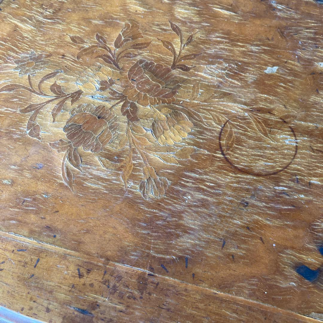 【送料込み】象嵌 猫脚　アンティーク　サイドテーブル　木製