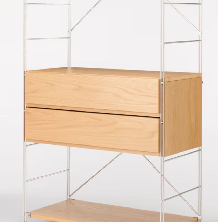 無印良品　ユニットシェルフ用　オーク材　ボックス引出し２段×2