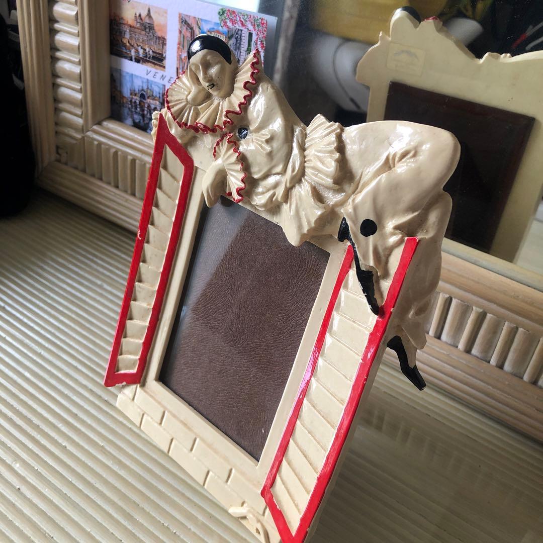 イタリア製　アンティーク　フォトフレーム　ピエロ