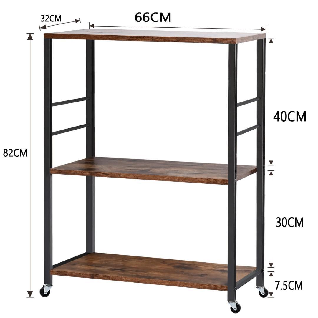 ☆3段プリンターワゴン - 高耐荷重・省スペース・多機能、キャスター