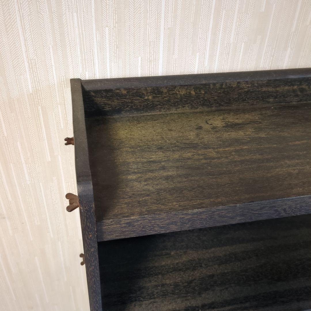 アンティークダークグリーン木製5段本棚　オープンラック