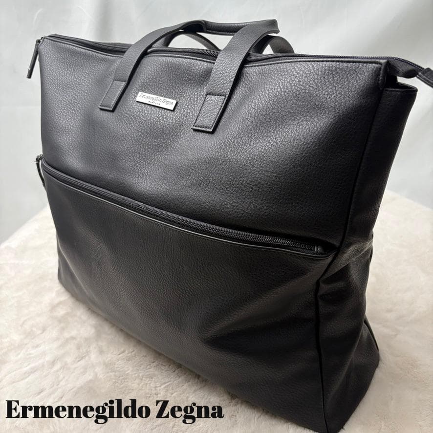 未使用級　Ermenegildo Zegna レザー　ビジネスバッグ　A4　黒