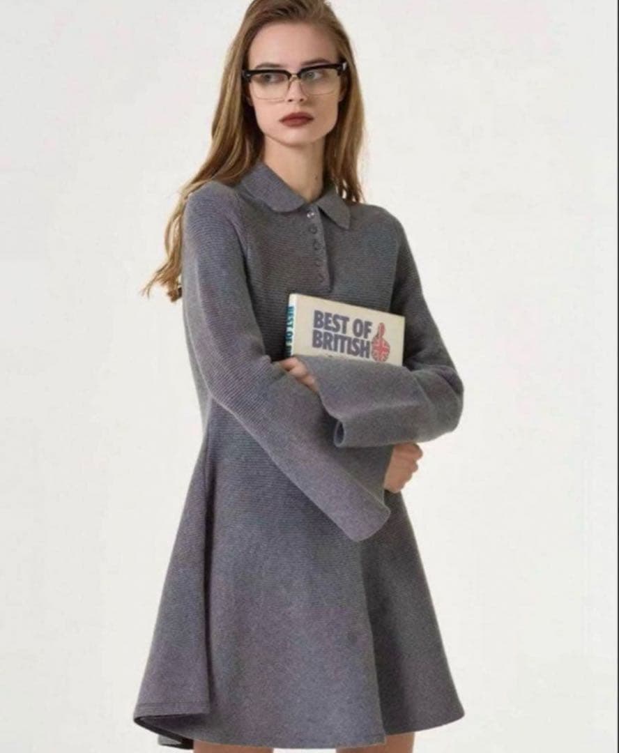 正規品 thetoe Reims Flare Onepiece グレー Sサイズ