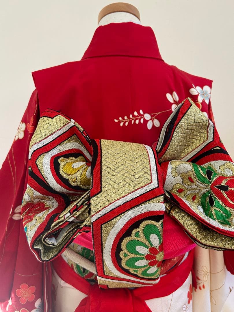 7歳　七五三　正絹着物　古典柄　帯　帯揚げ　帯締め　しごき　セット