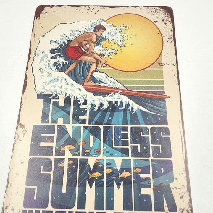 デザイン看板A4】サーフィンe海★ポスター絵アートパネル雑貨ブリキ看板 壁飾り