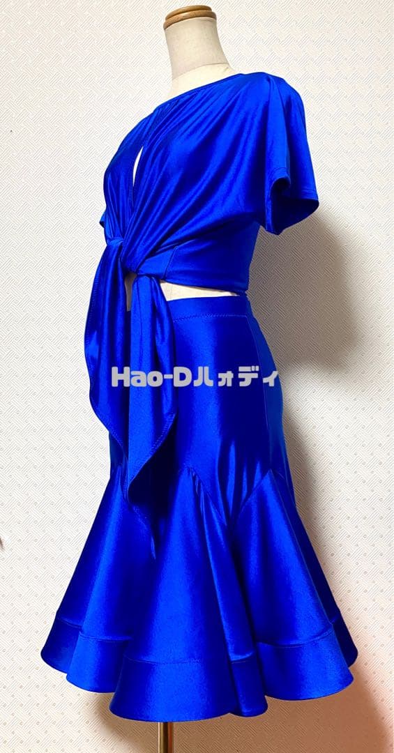 社交ダンス★新作★レッスンウェア★オリジナル★青2点セット