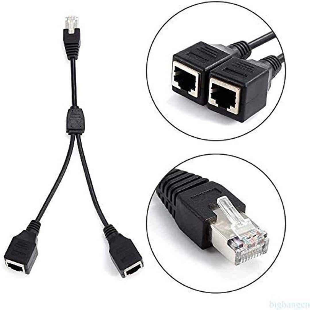 RJ45ネットワークスプリッタアダプタケーブル 1オスから2メスLANポート
