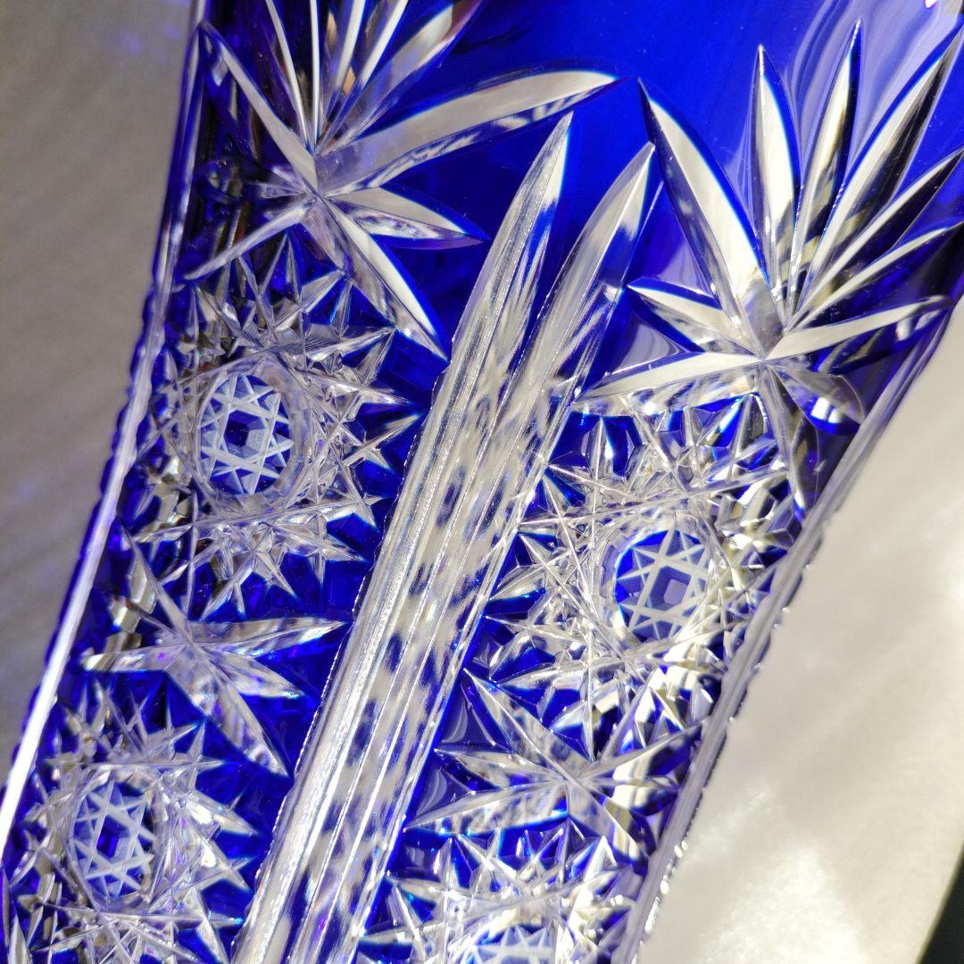 色被花瓶　切子　フラワーベース