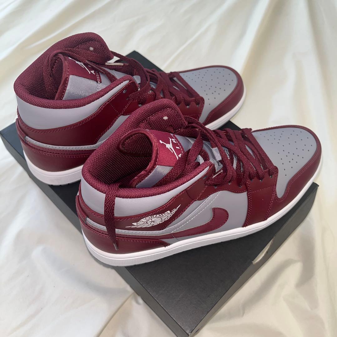 エアジョーダン ハイカット シューズ バーガンディ/グレー