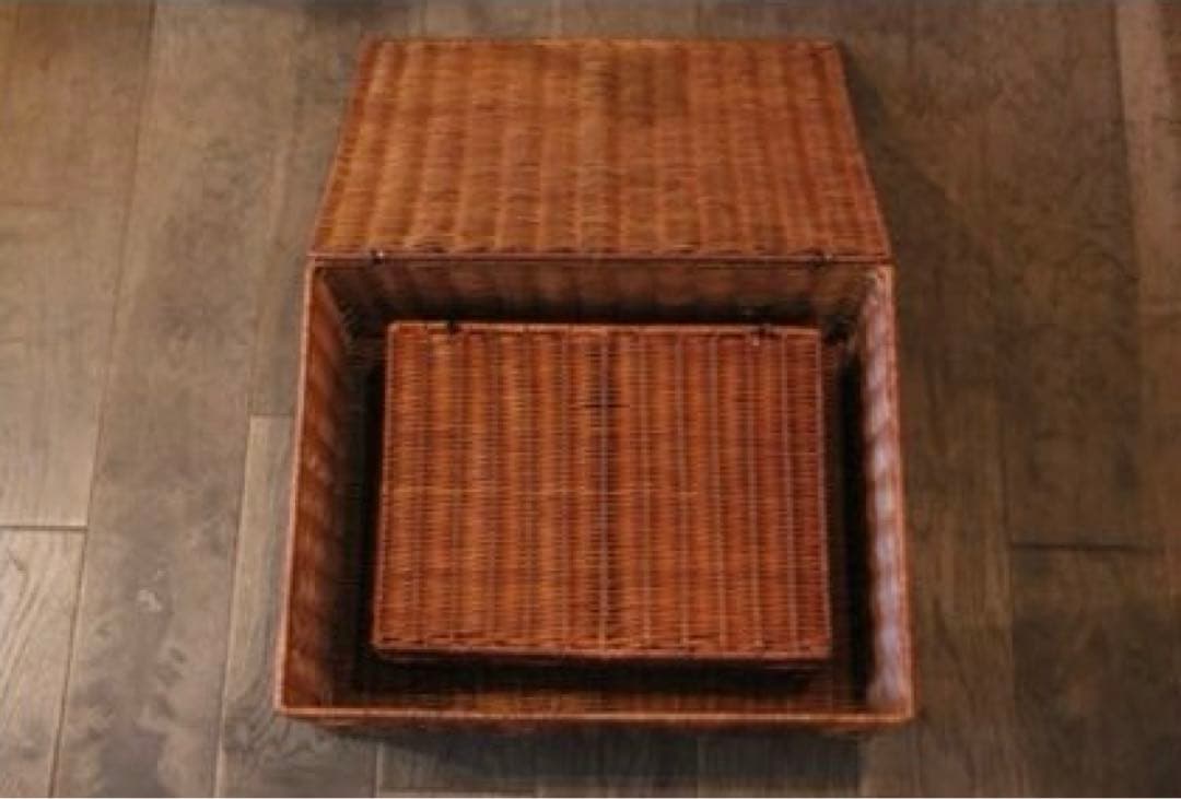 Madu / マディフリーボックス 蓋付き柳素材の収納スクエアバスケット