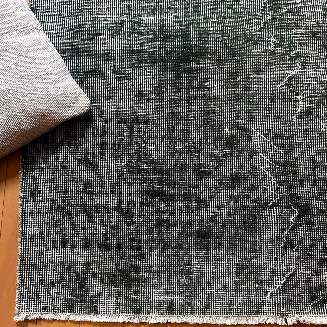 94.5×206ビリジアングリーン　ワンカラー　貴重トルコヴィンテージラグ