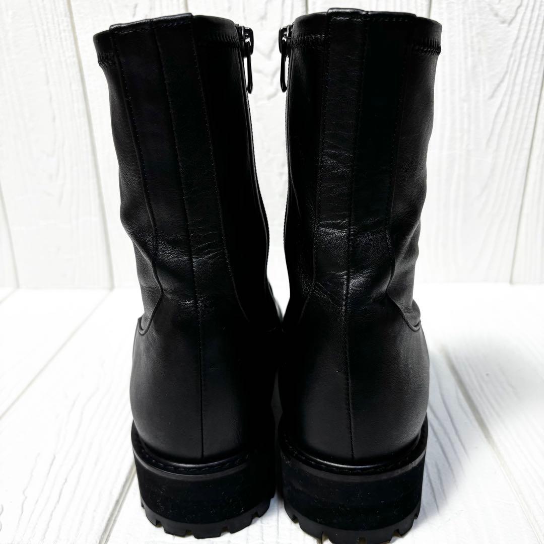 美品 銀座かねまつ AQUA BELL サイドジップブーツ 25 D 黒　厚底