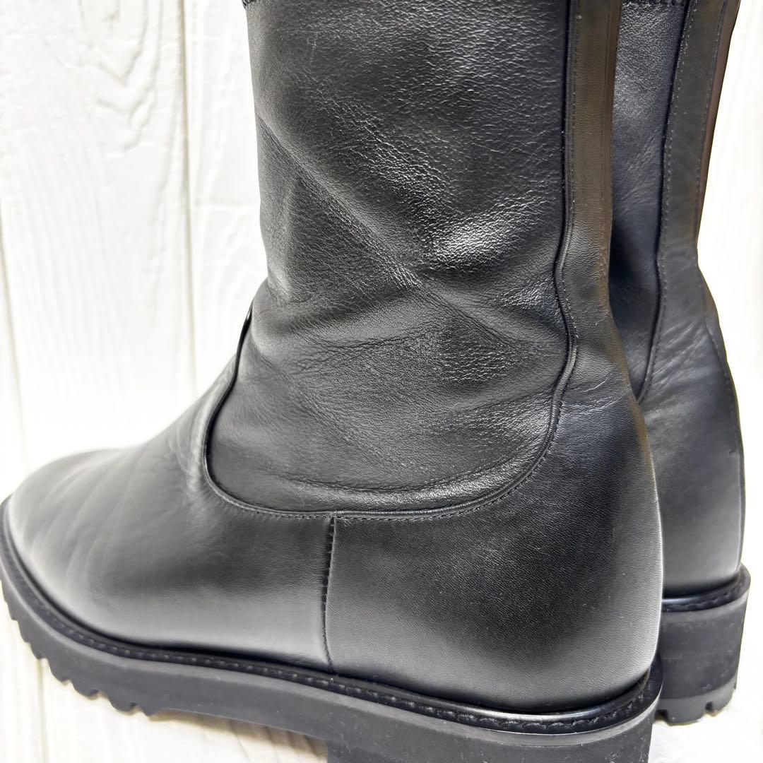 美品 銀座かねまつ AQUA BELL サイドジップブーツ 25 D 黒　厚底