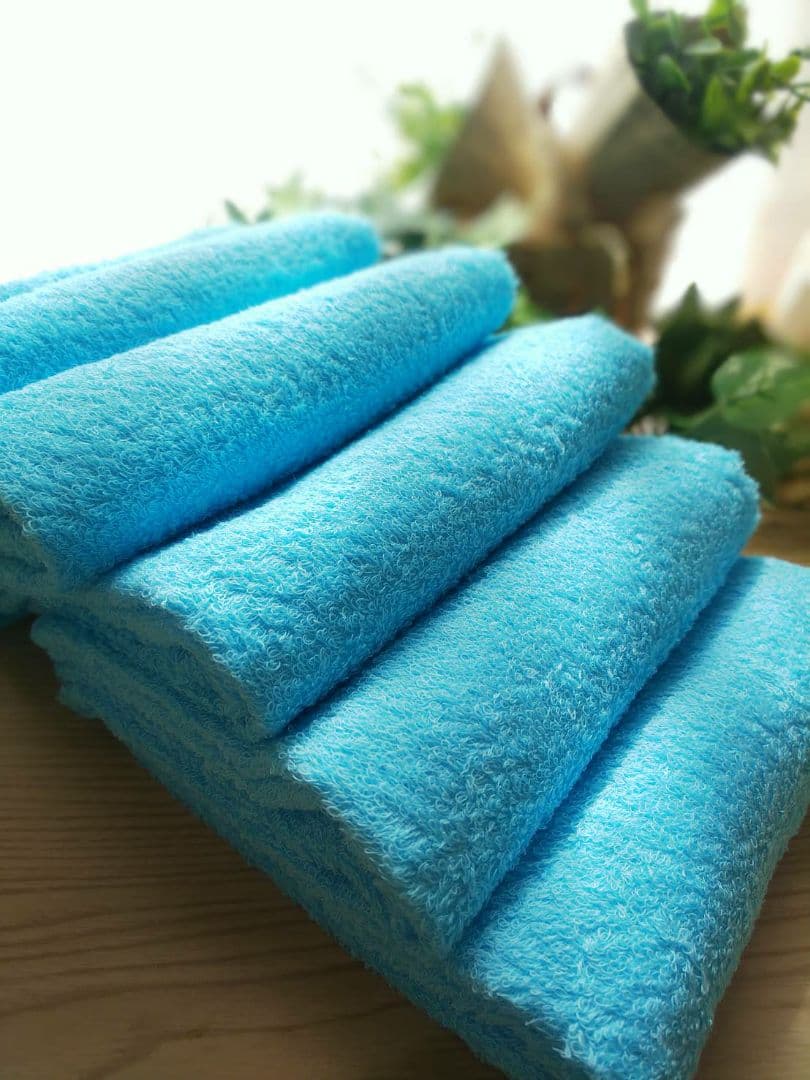 24枚組 新品泉州タオル 高級綿糸コーマコットンフェイスタオル【スカイブルー】