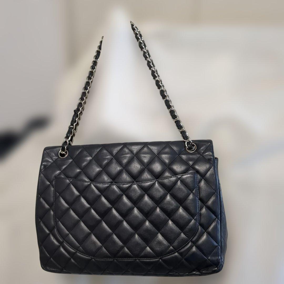 シャネル デカマトラッセ シングルフラップ ダブルチェーン ショルダーバッグ