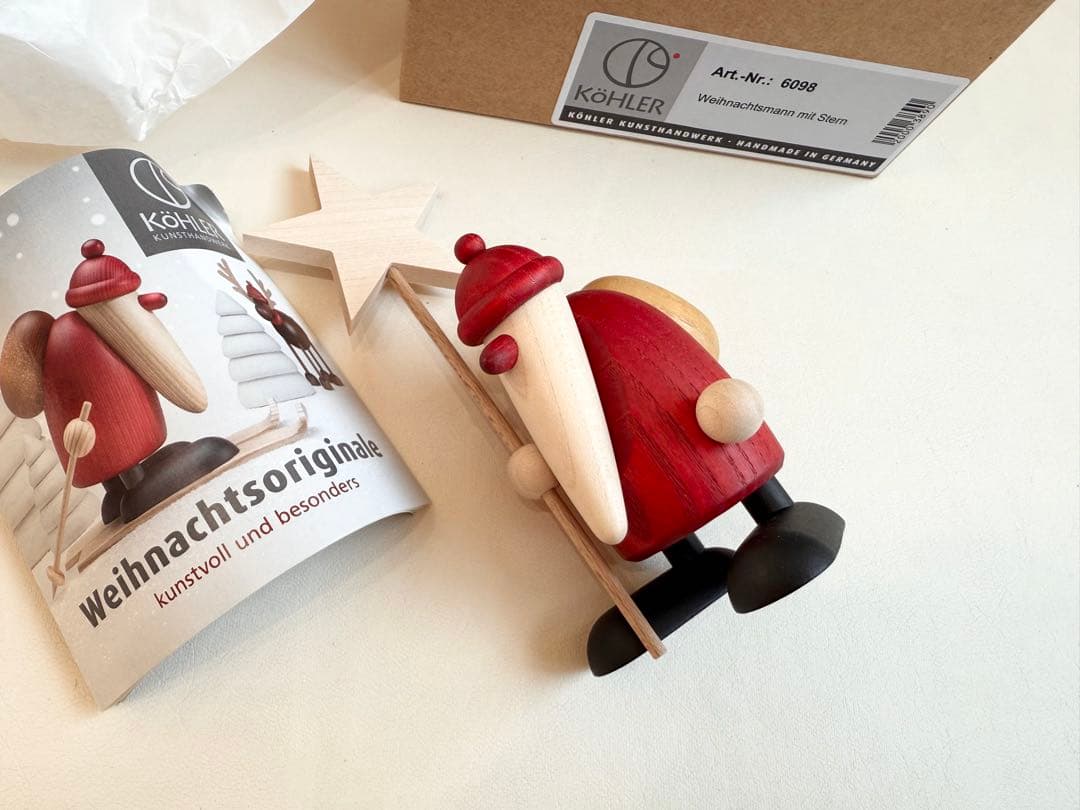 ケーラー　星をもつサンタ　木製クリスマス装飾品