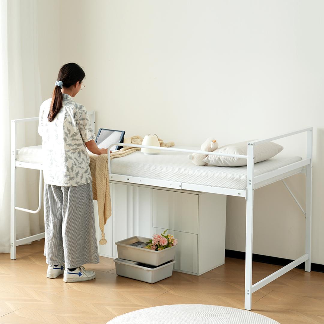 超人気！【高さ110cm】ロフトベッド パイプベッド シングル WHITE