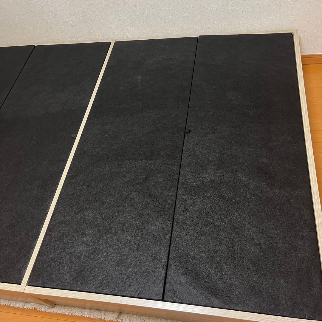 アッシュホワイト ダブルベッドフレーム 収納付き