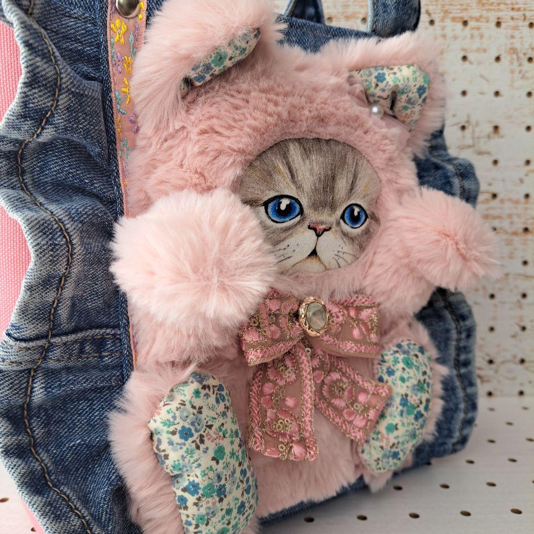 こ*能様 コヤンイサムチョン　ルミ　デニムリメイクフリルトートバッグ