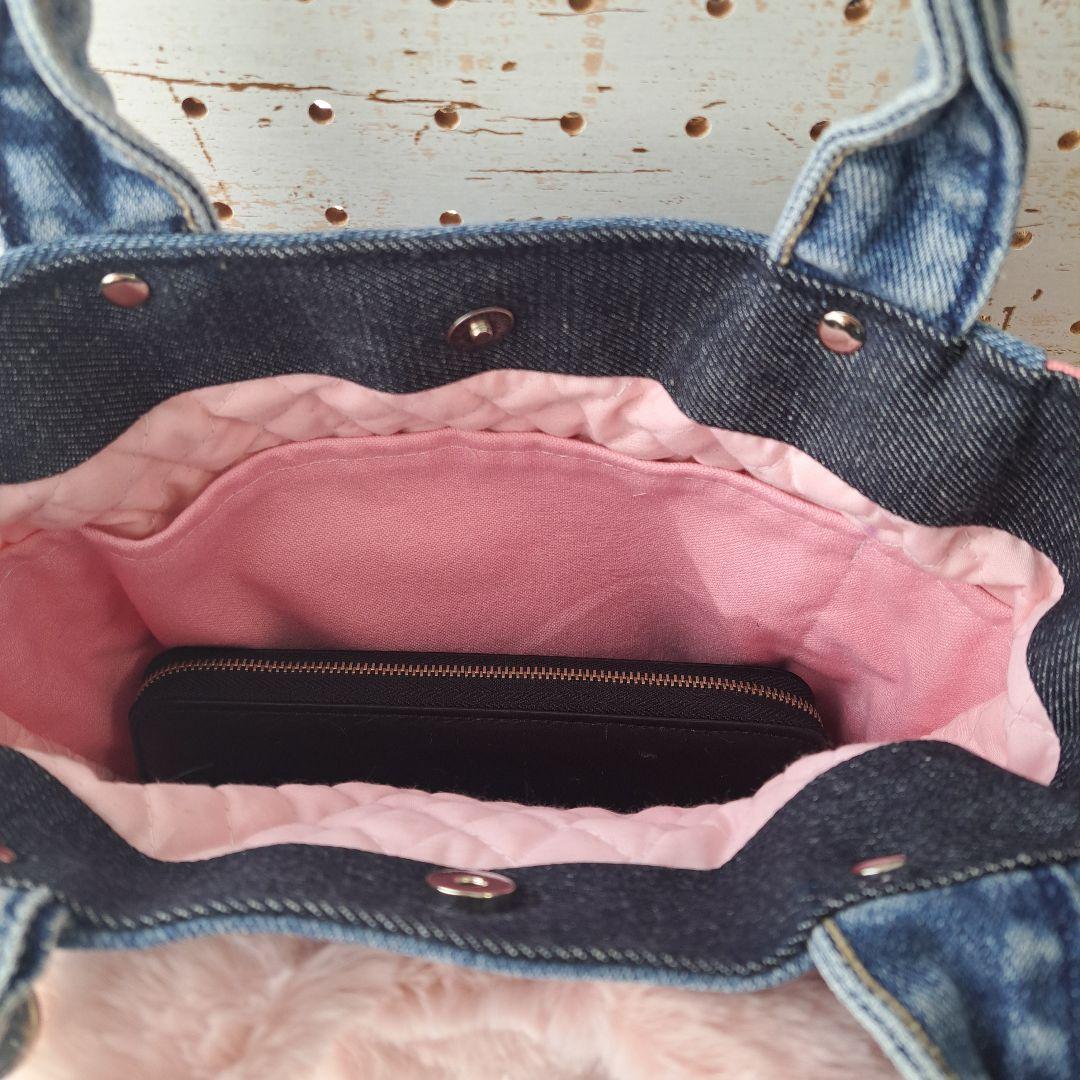 こ*能様 コヤンイサムチョン　ルミ　デニムリメイクフリルトートバッグ