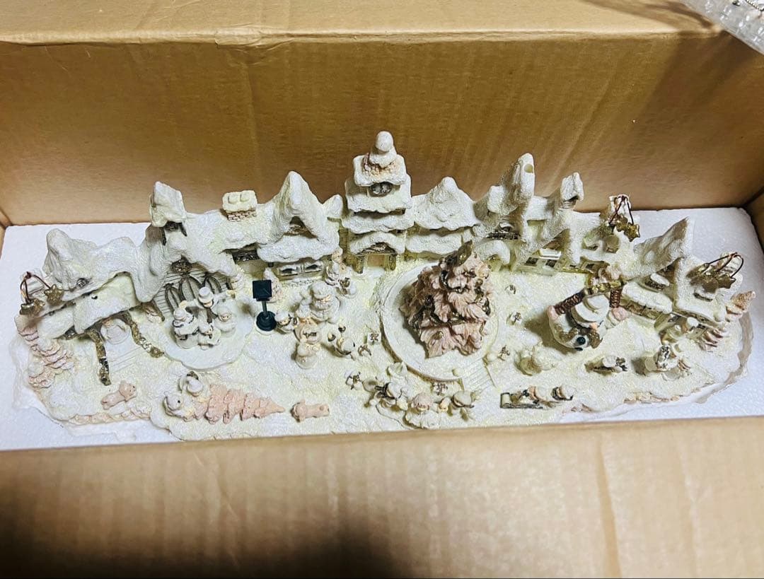 クリスマス陶器オルゴールジオラマ