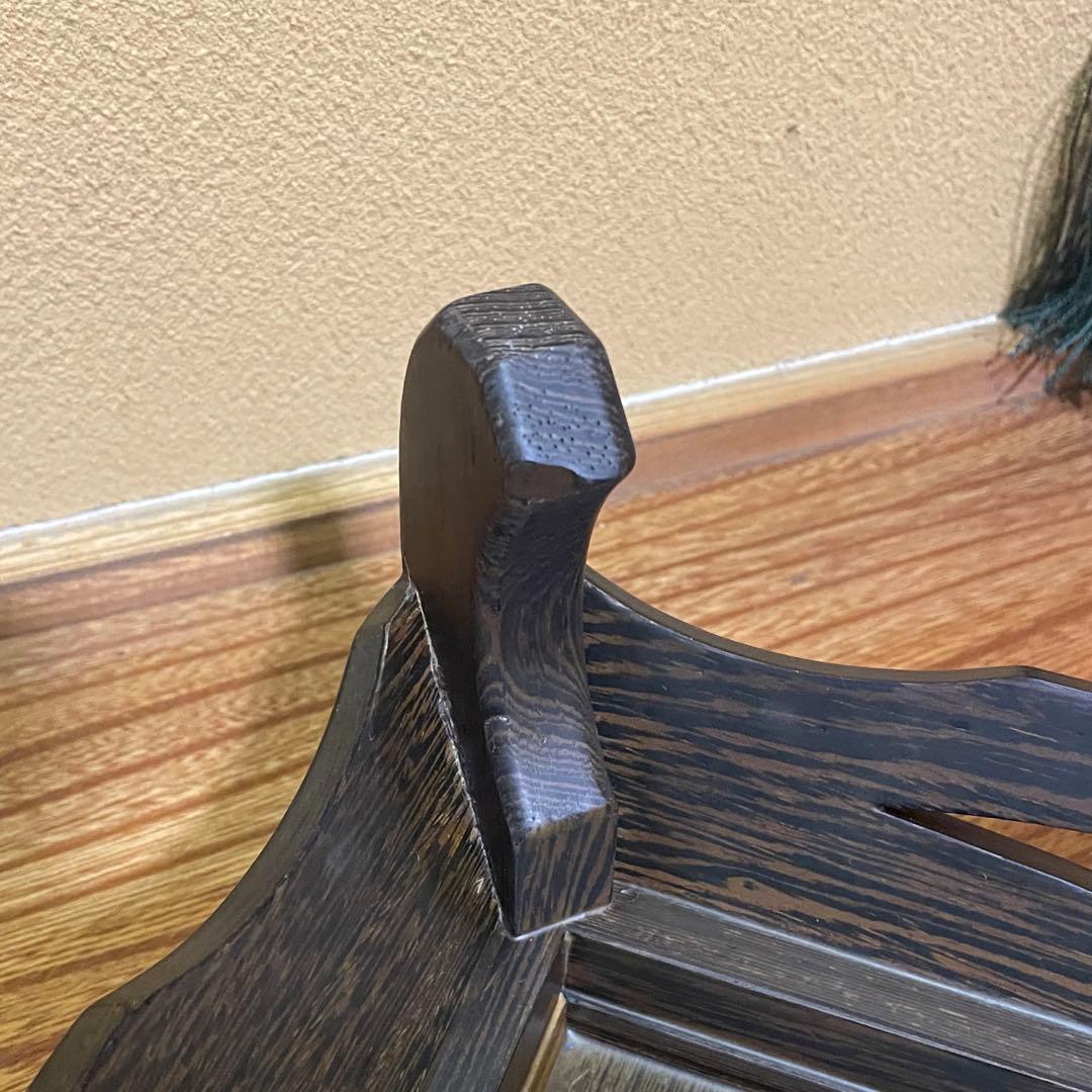 唐木(縞黒檀）の透かし彫り花台・盆栽飾り台