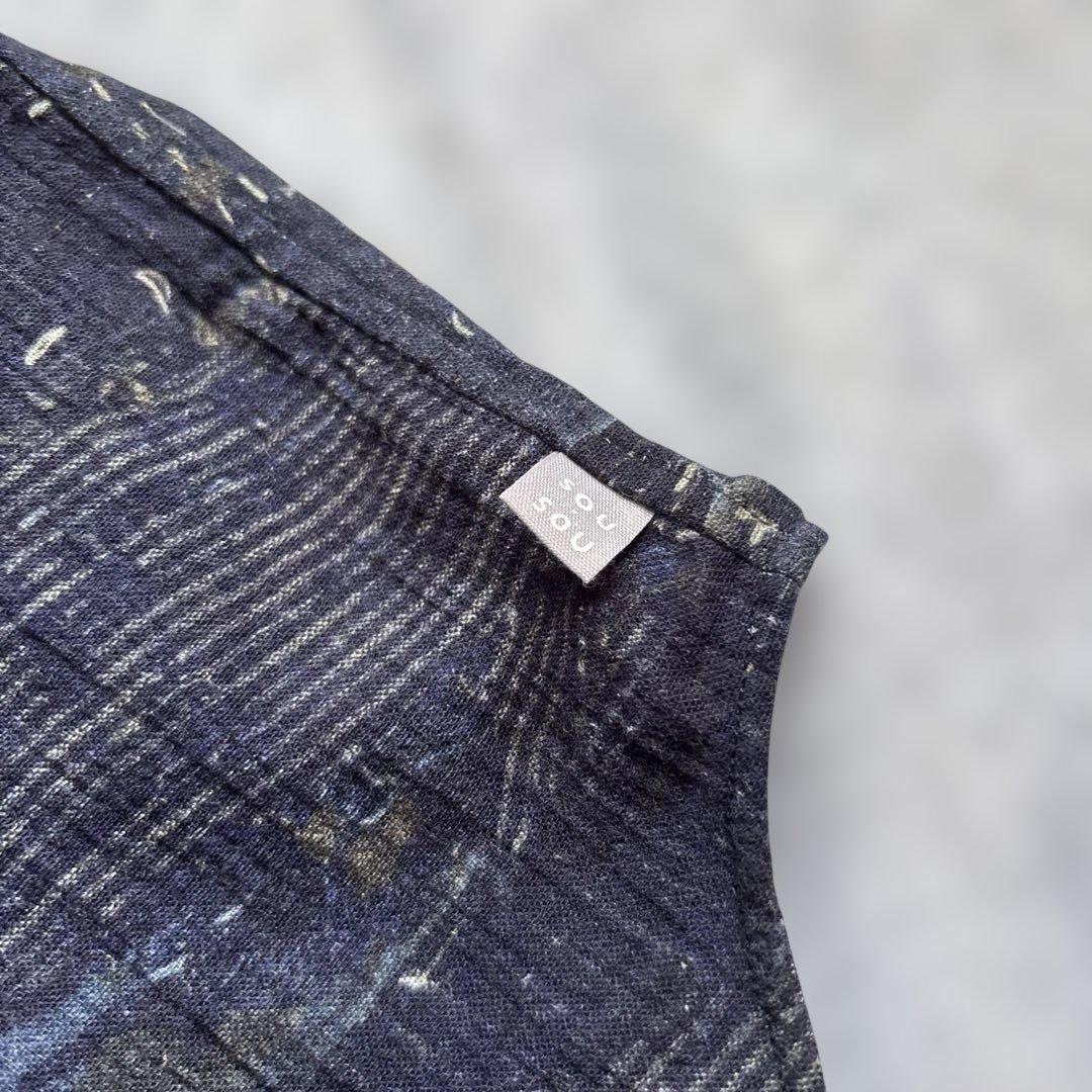 美品◾️SOU・SOU 高島縮20/20 スタンドカラーシャツ BORO Ⅲ