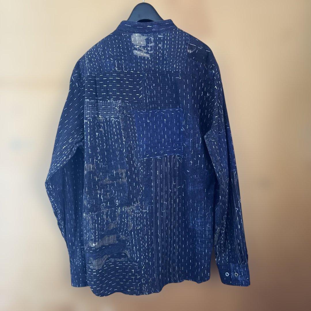 美品◾️SOU・SOU 高島縮20/20 スタンドカラーシャツ BORO Ⅲ