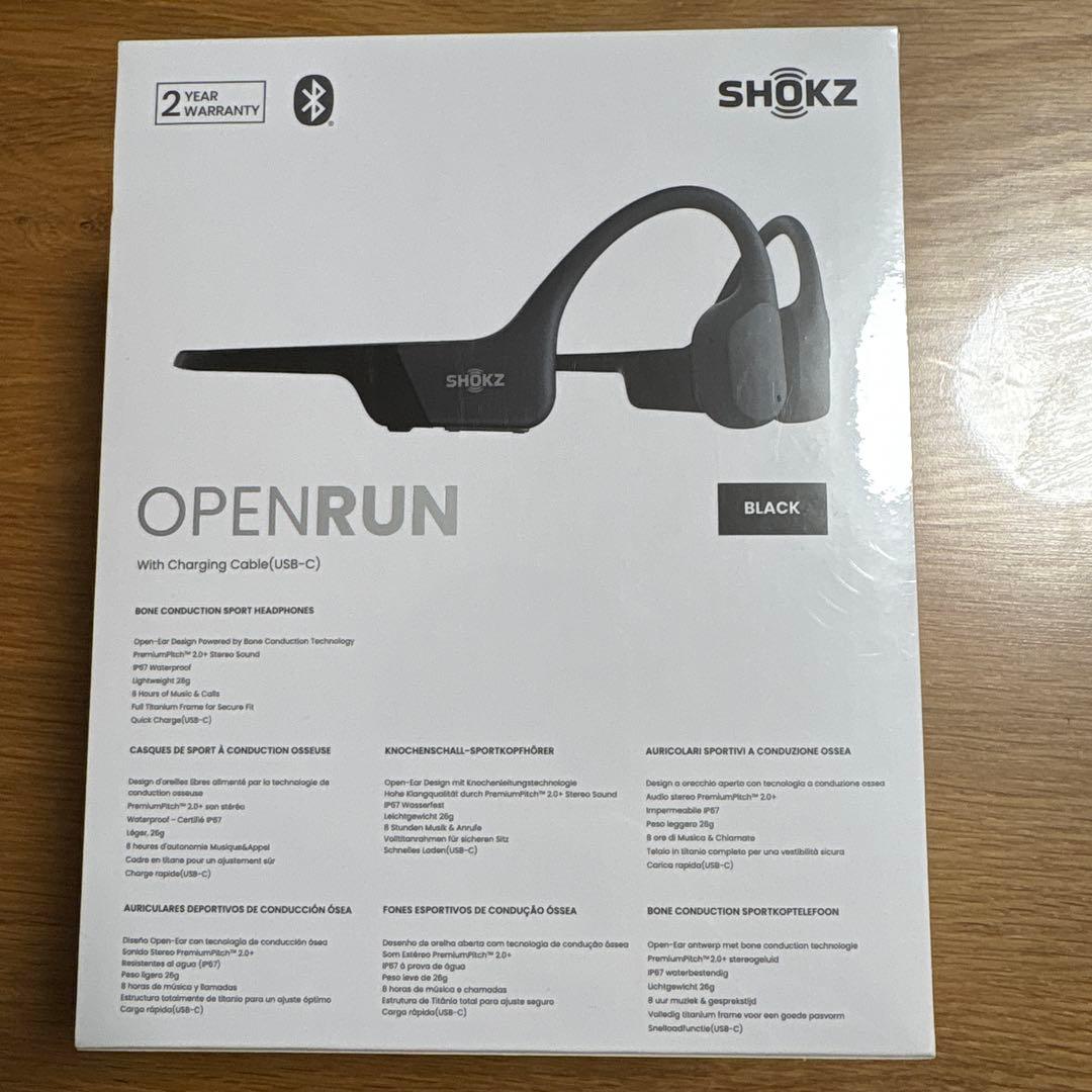 【新品・未開封】SHOKZ OPENRUN 骨伝導イヤホン（ブラック）