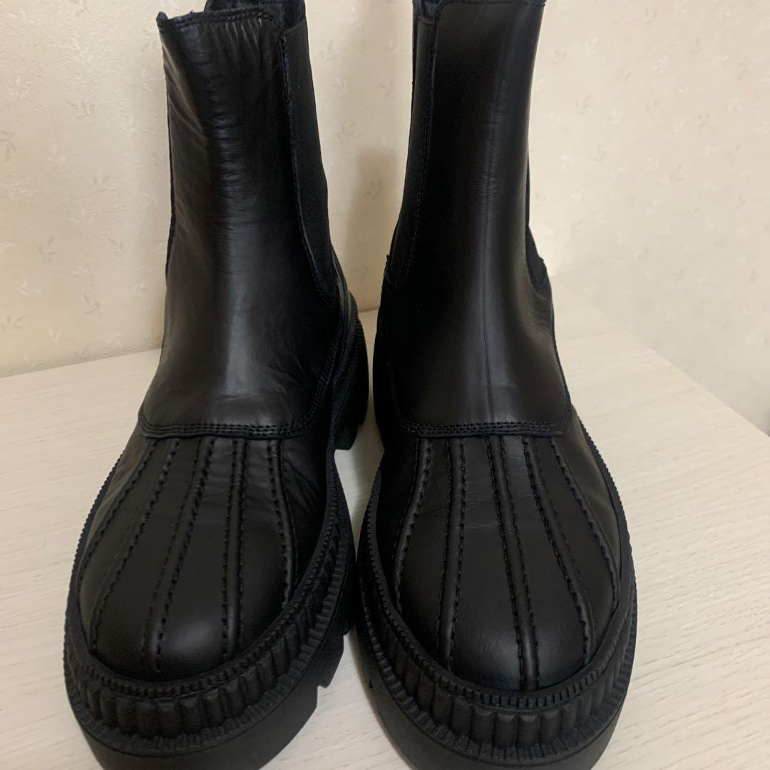 REMME新品ブラック レザー サイドゴアブーツ