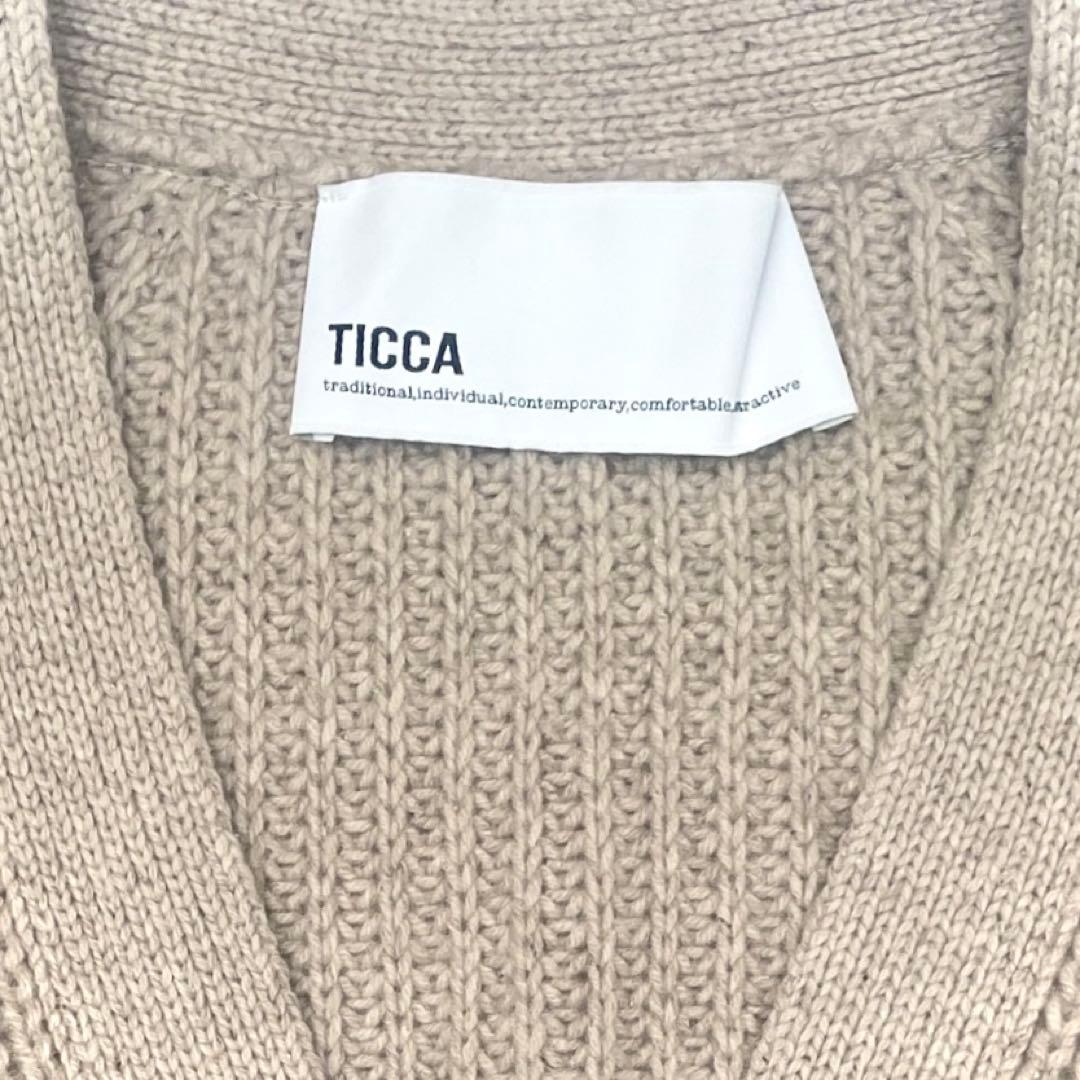 美品 TICCA ティッカ Vネックカーディガン ウールシルク 日本製 モカ